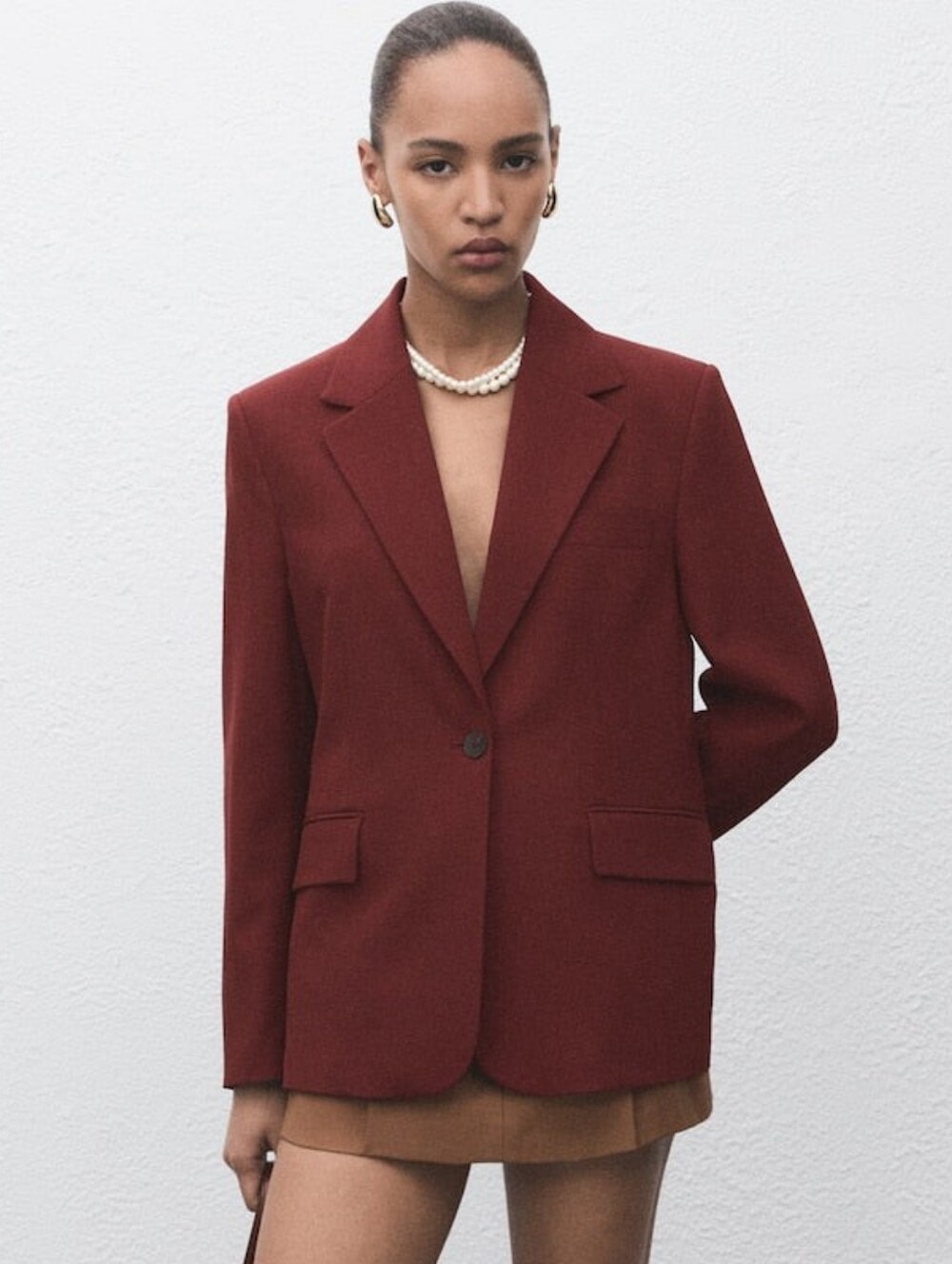 Mango Dani oversized blazer in dark red Burgundy wine Size XL